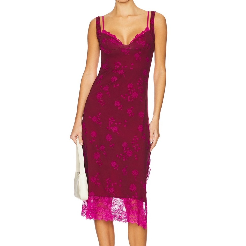 NWT Free People Lace Party Crasher Midi Dress in Plum